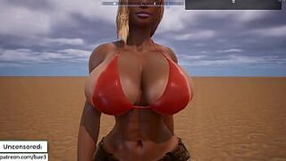 Идеальная блондинка с большими сиськами ходит в бикини - порно видео